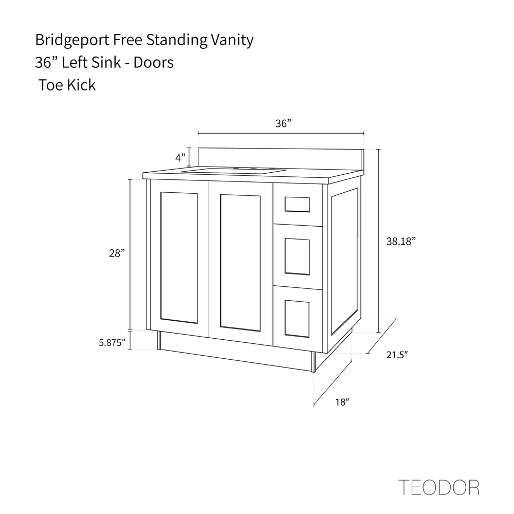
                  
                    Bridgeport SLIM 36" American Black Walnut Bathroom Vanity, Left Sink Teodor Bathroom Vanity Canada
                  
                