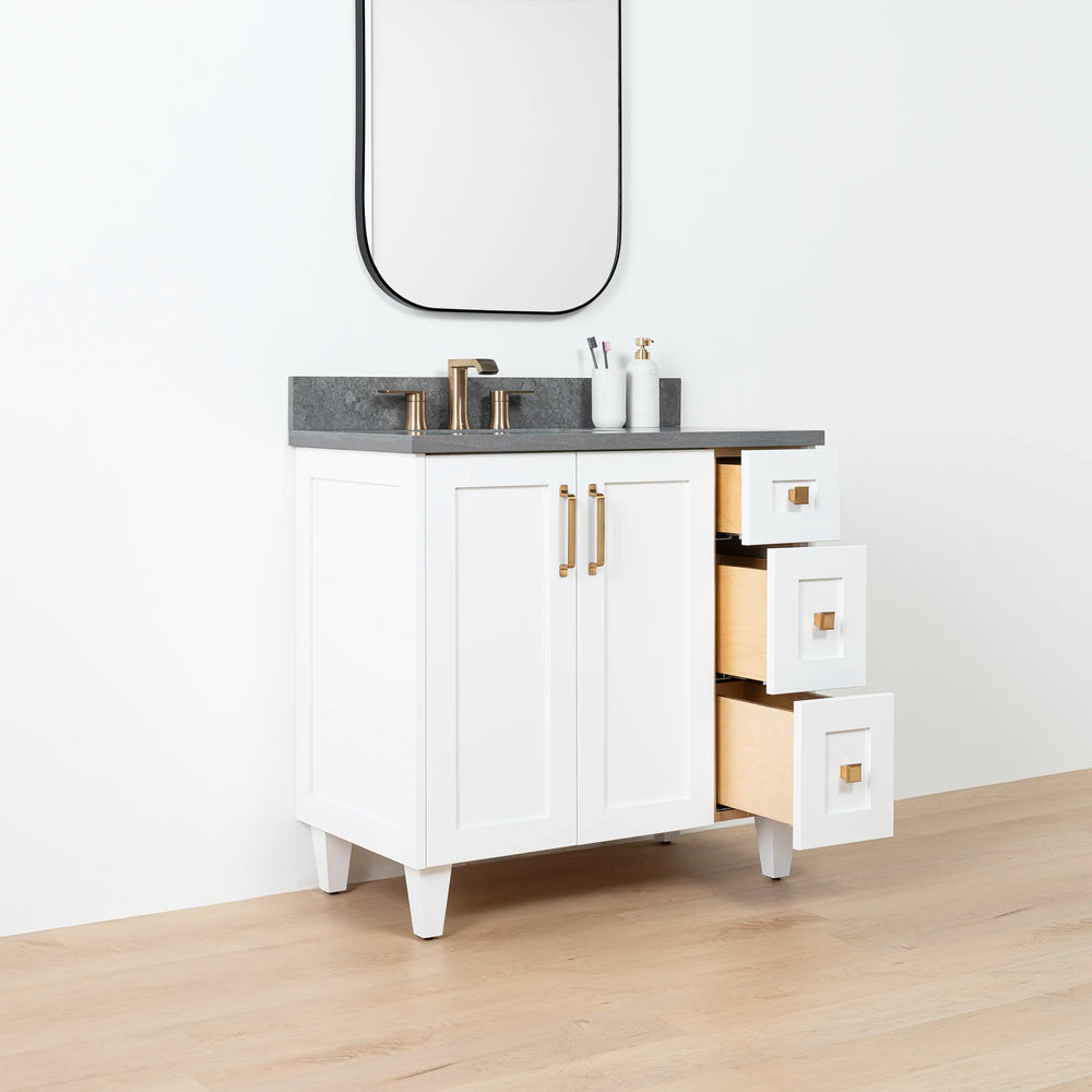 
                  
                    Bridgeport SLIM 36" Satin White Bathroom Vanity, Left Sink
                  
                