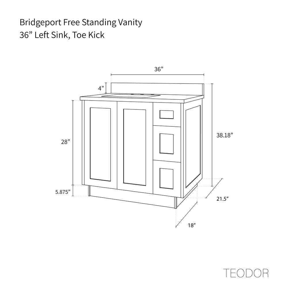 
                  
                    Bridgeport 36" American Black Walnut Bathroom Vanity, Left Sink
                  
                