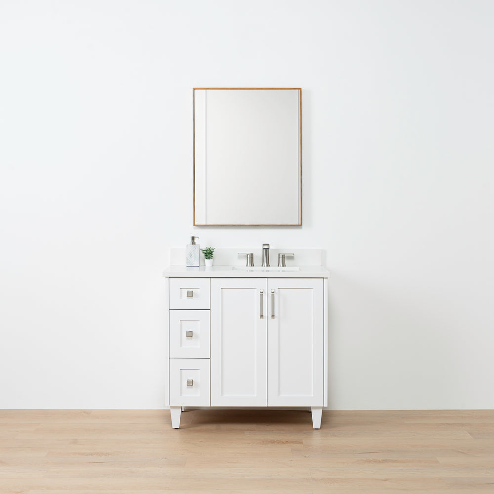 
                  
                    Bridgeport SLIM 36" Satin White Bathroom Vanity, Right Sink
                  
                