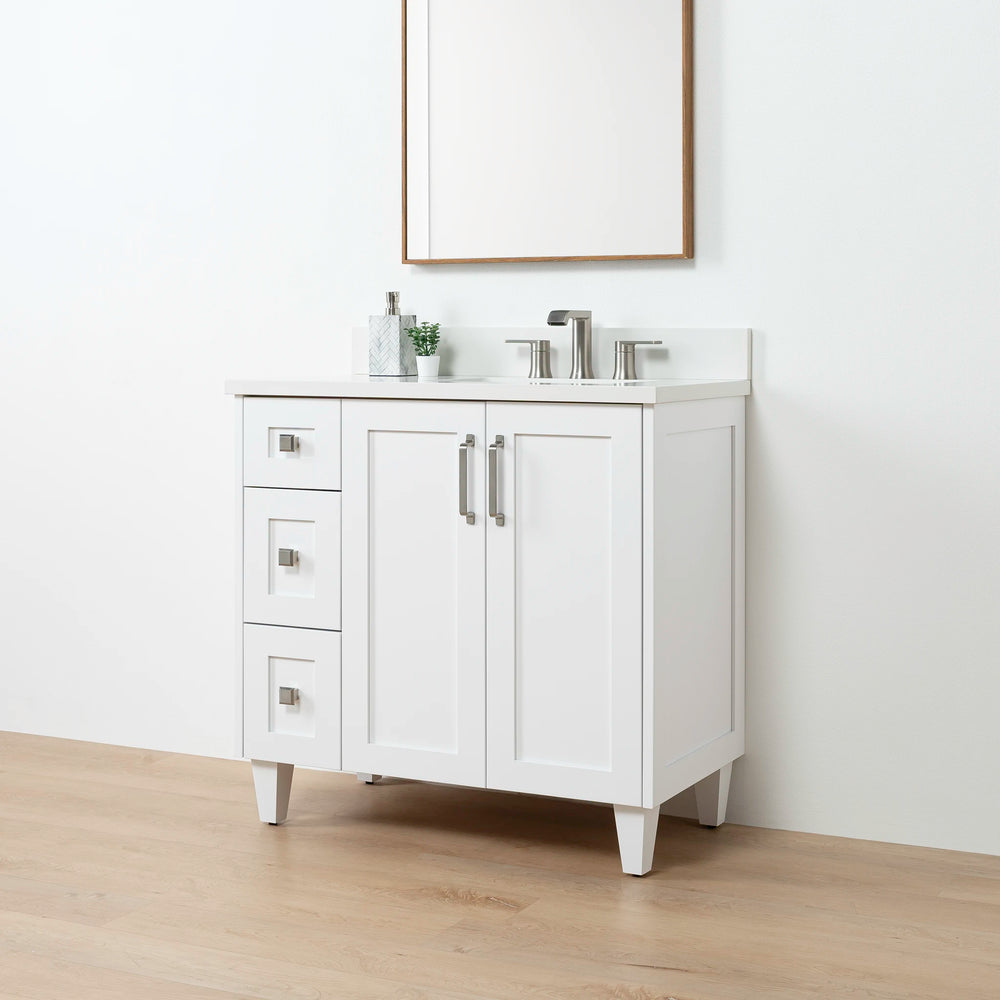 
                  
                    Bridgeport SLIM 36" Satin White Bathroom Vanity, Right Sink
                  
                