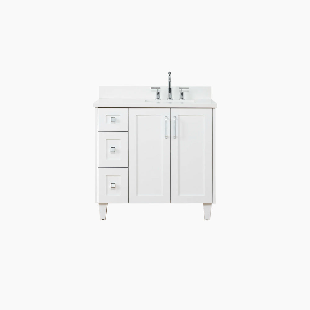 
                  
                    Bridgeport SLIM 36" Satin White Bathroom Vanity, Right Sink
                  
                