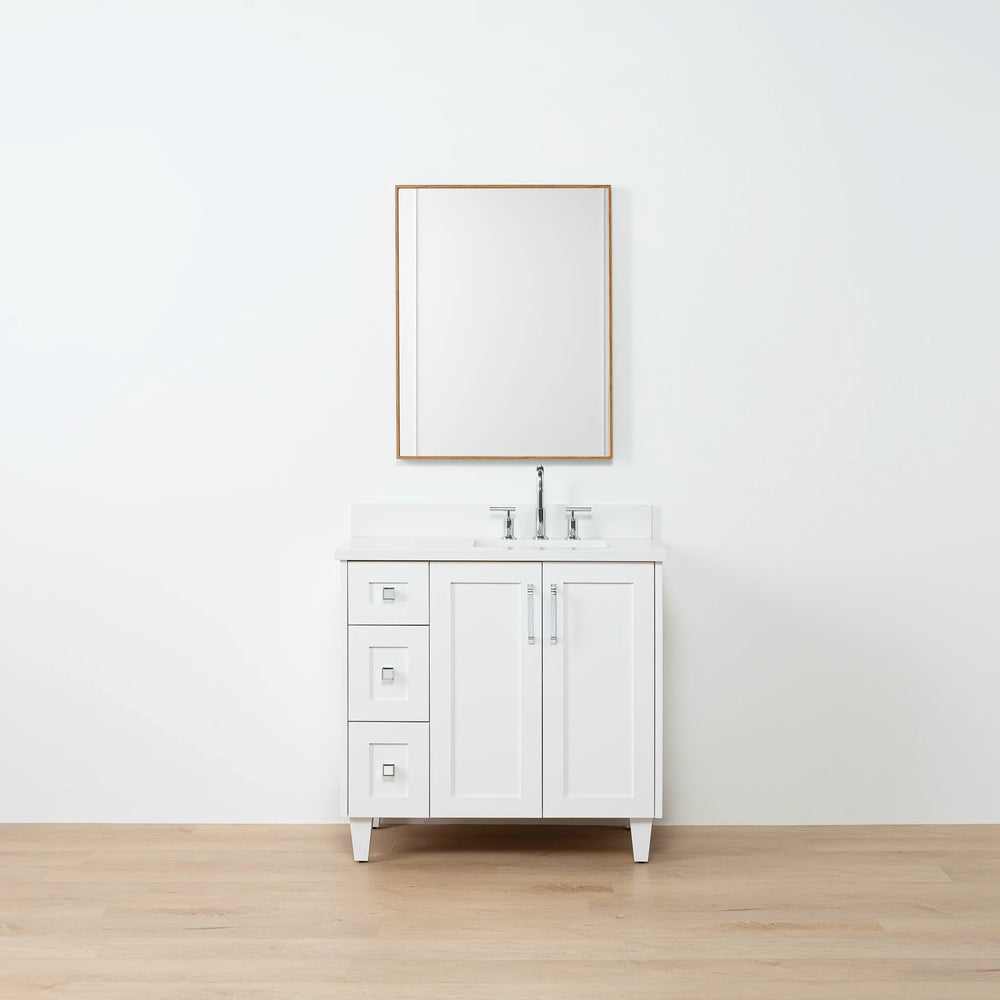 
                  
                    Bridgeport SLIM 36" Satin White Bathroom Vanity, Right Sink
                  
                