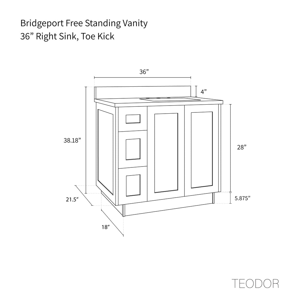 
                  
                    Bridgeport 36" White Oak Bathroom Vanity, Right Sink
                  
                