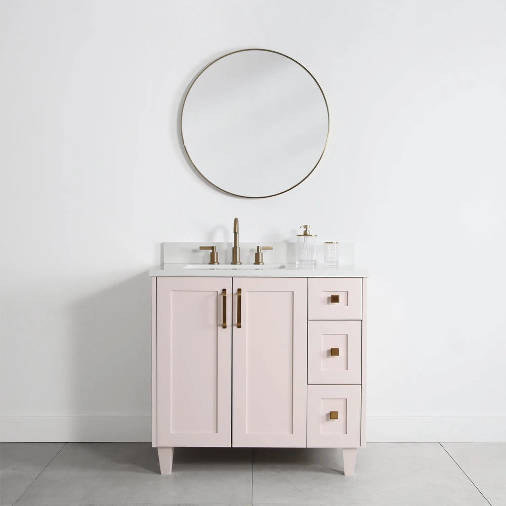 Bridgeport 36", Teodor® Champagne Pink Vanity, Left Sink Teodor Bathroom VanityCanada