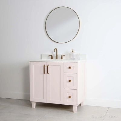 Bridgeport 36", Teodor® Champagne Pink Vanity, Left Sink