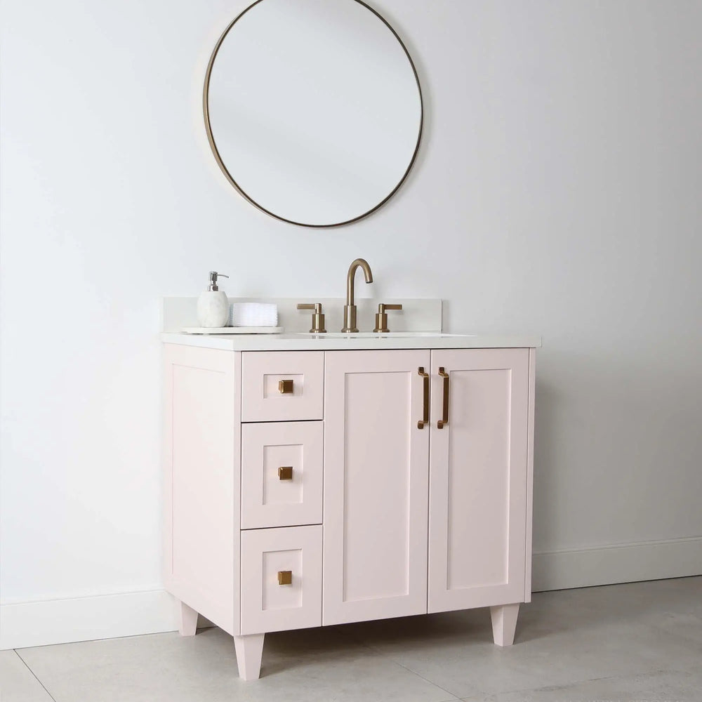
                  
                    Bridgeport 36" Champagne Pink Bathroom Vanity, Right Sink
                  
                