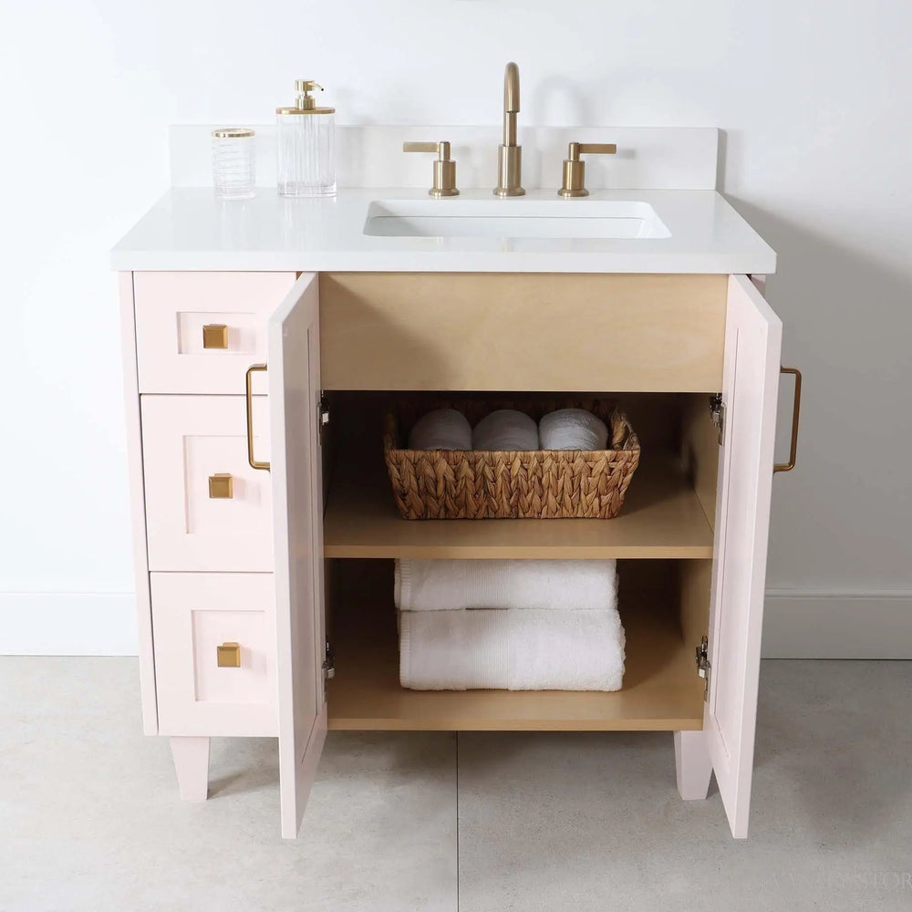
                  
                    Bridgeport 36" Champagne Pink Bathroom Vanity, Right Sink
                  
                