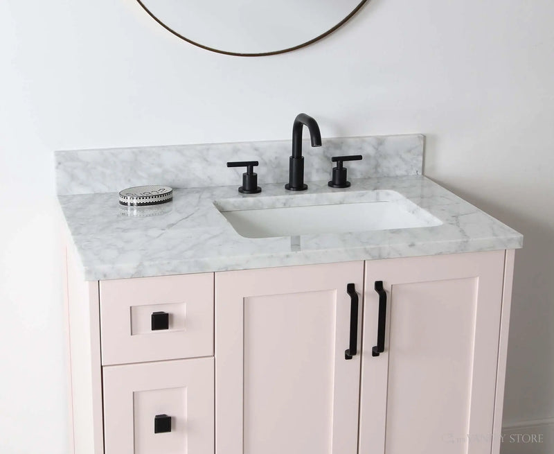 Bridgeport 36" Champagne Pink Bathroom Vanity, Right Sink
