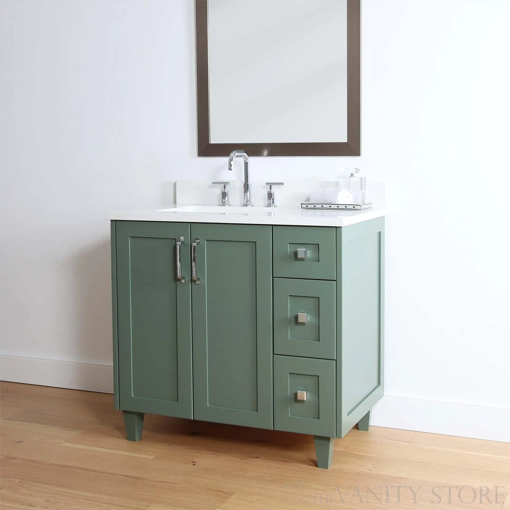 
                  
                    Bridgeport 36" Sage Green Bathroom Vanity, Left Sink
                  
                