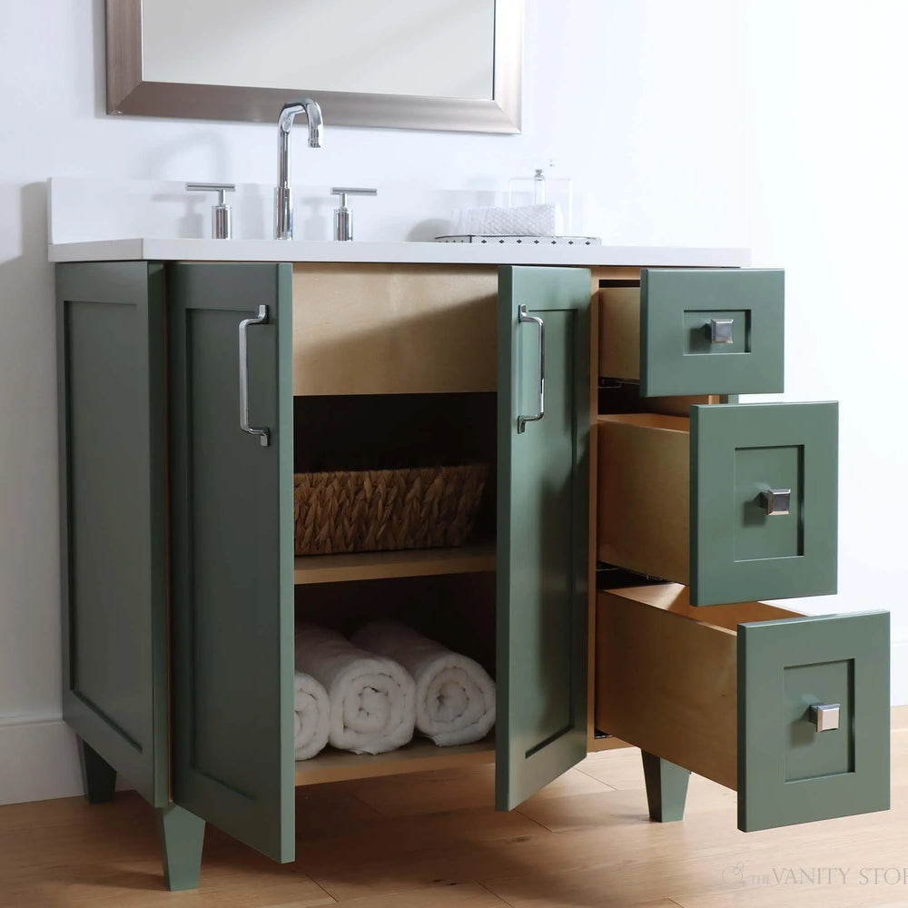 
                  
                    Bridgeport 36" Sage Green Bathroom Vanity, Left Sink
                  
                