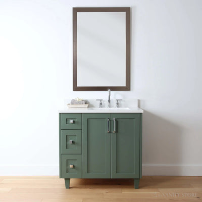 Bridgeport 36" Sage Green Bathroom Vanity, Right Sink