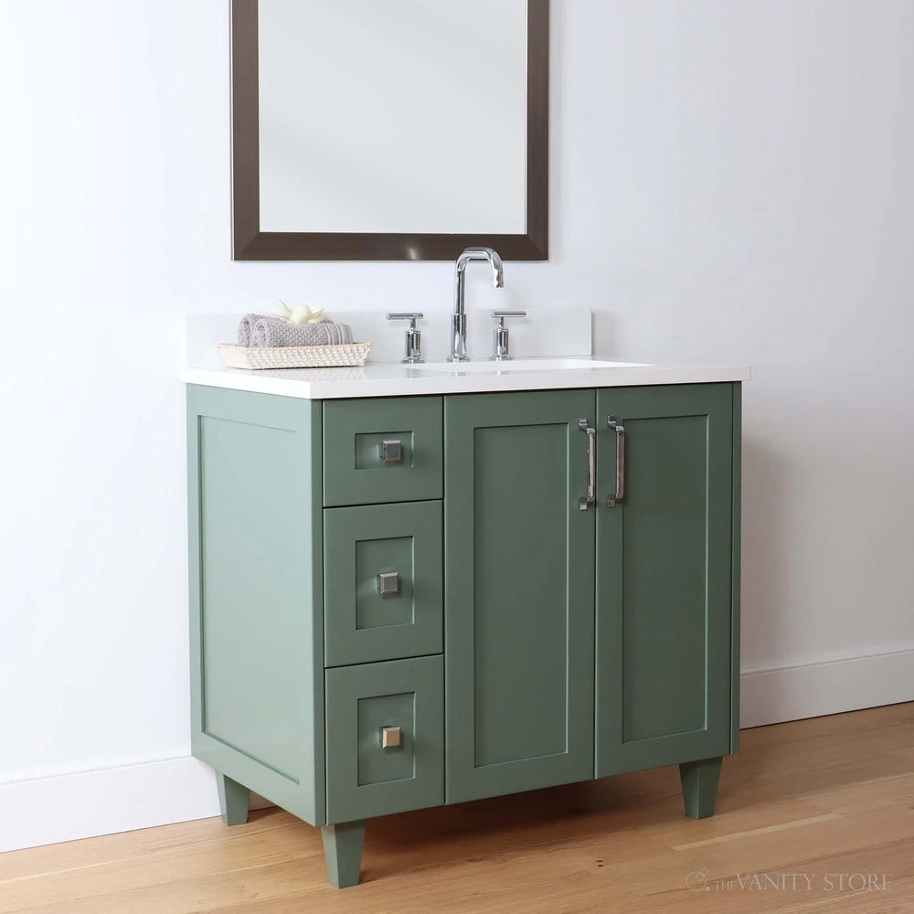 
                  
                    Bridgeport 36" Sage Green Bathroom Vanity, Right Sink
                  
                