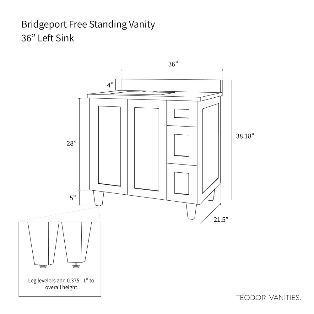 
                  
                    Bridgeport 36", Teodor® Satin White Vanity, Left Sink Teodor
                  
                