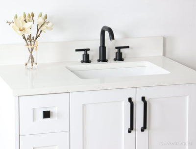 Bridgeport 36" Satin White Bathroom Vanity, Right Sink
