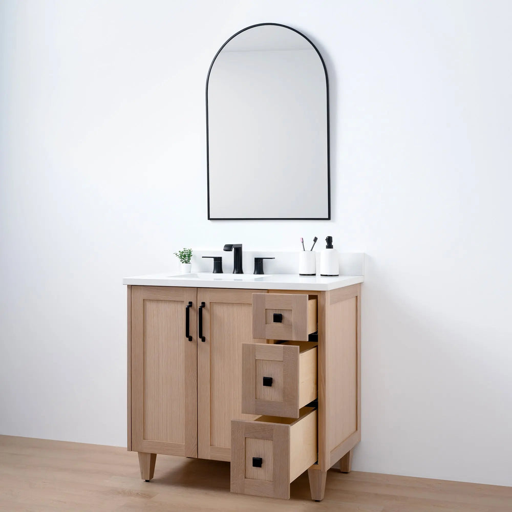 
                  
                    Bridgeport 36", Teodor® White Oak Vanity, Left Sink Teodor Bathroom VanityCanada
                  
                