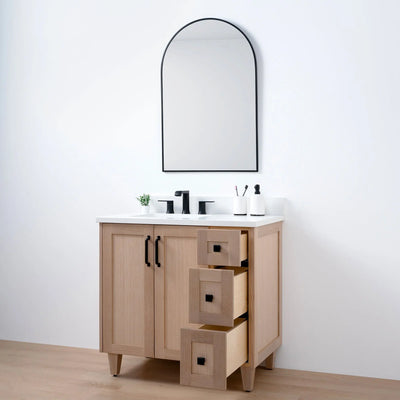 Bridgeport 36", Teodor® White Oak Vanity, Left Sink Teodor Bathroom VanityCanada