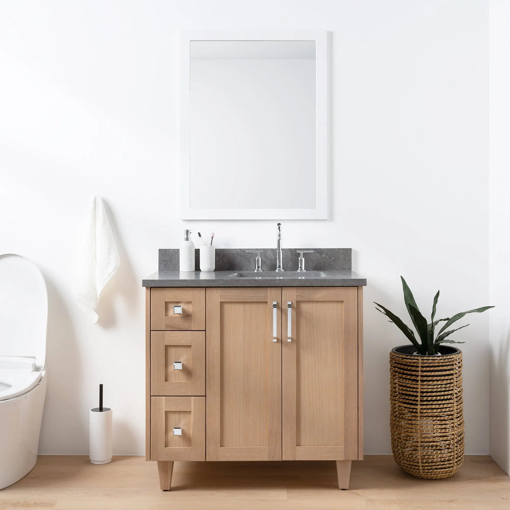 Bridgeport 36", Teodor® White Oak Vanity, Right Sink Teodor Bathroom VanityCanada