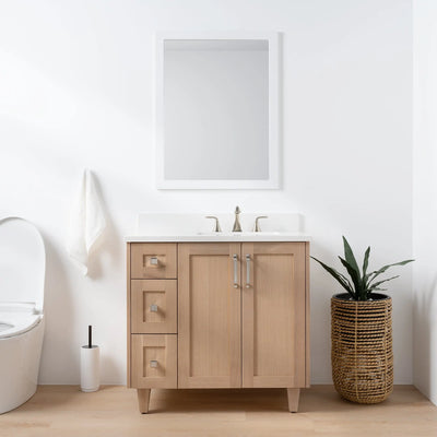 Bridgeport 36", Teodor® White Oak Vanity, Right Sink Teodor Bathroom VanityCanada