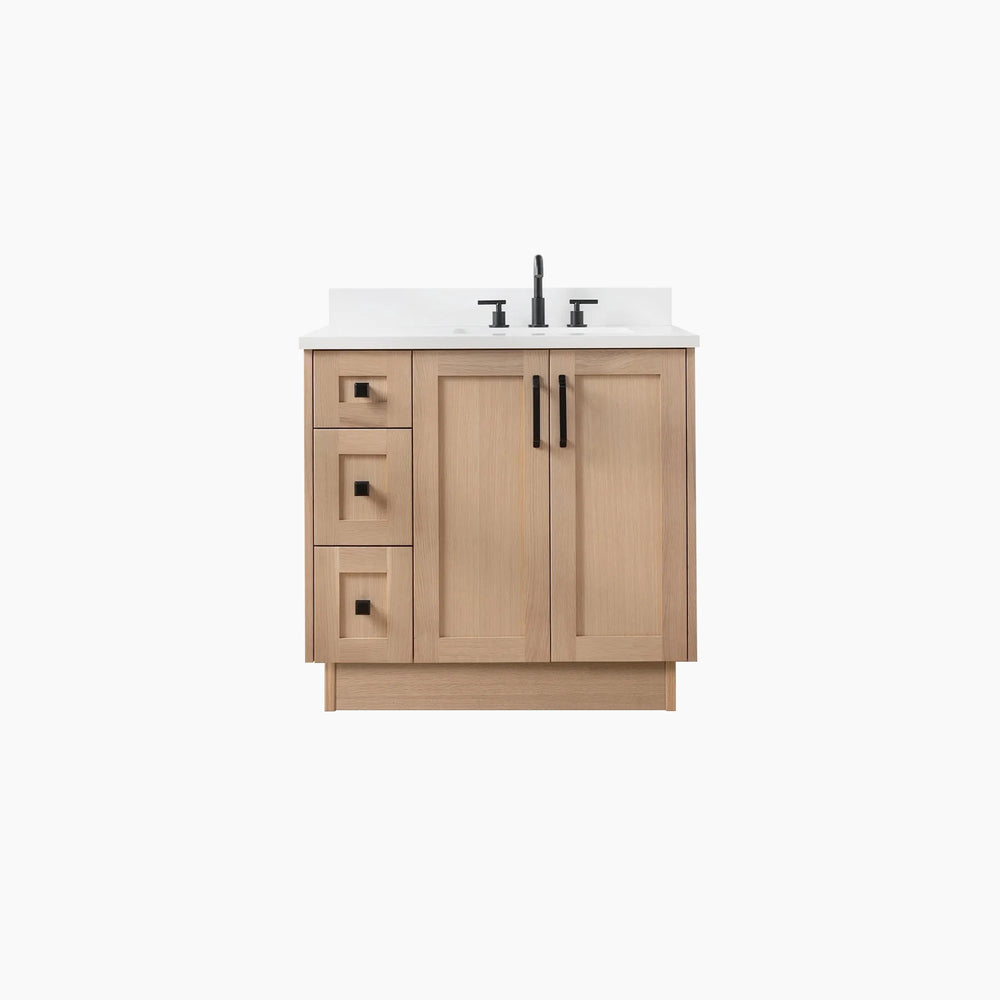 
                  
                    Bridgeport 36" White Oak Bathroom Vanity, Right Sink
                  
                