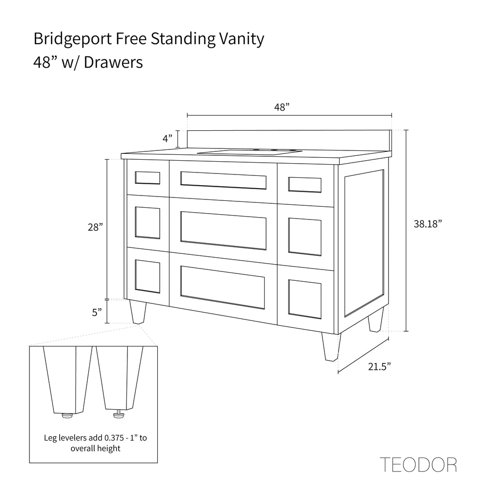 
                  
                    Bridgeport 48" Almond Coast Bathroom Vanity - All Drawers
                  
                