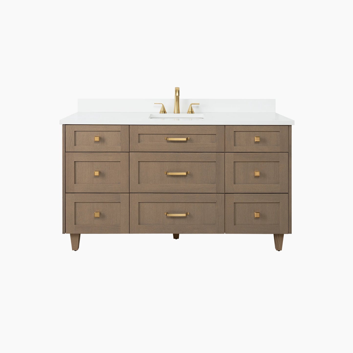 Bridgeport 60" Almond Coast Bathroom Vanity - All Drawers