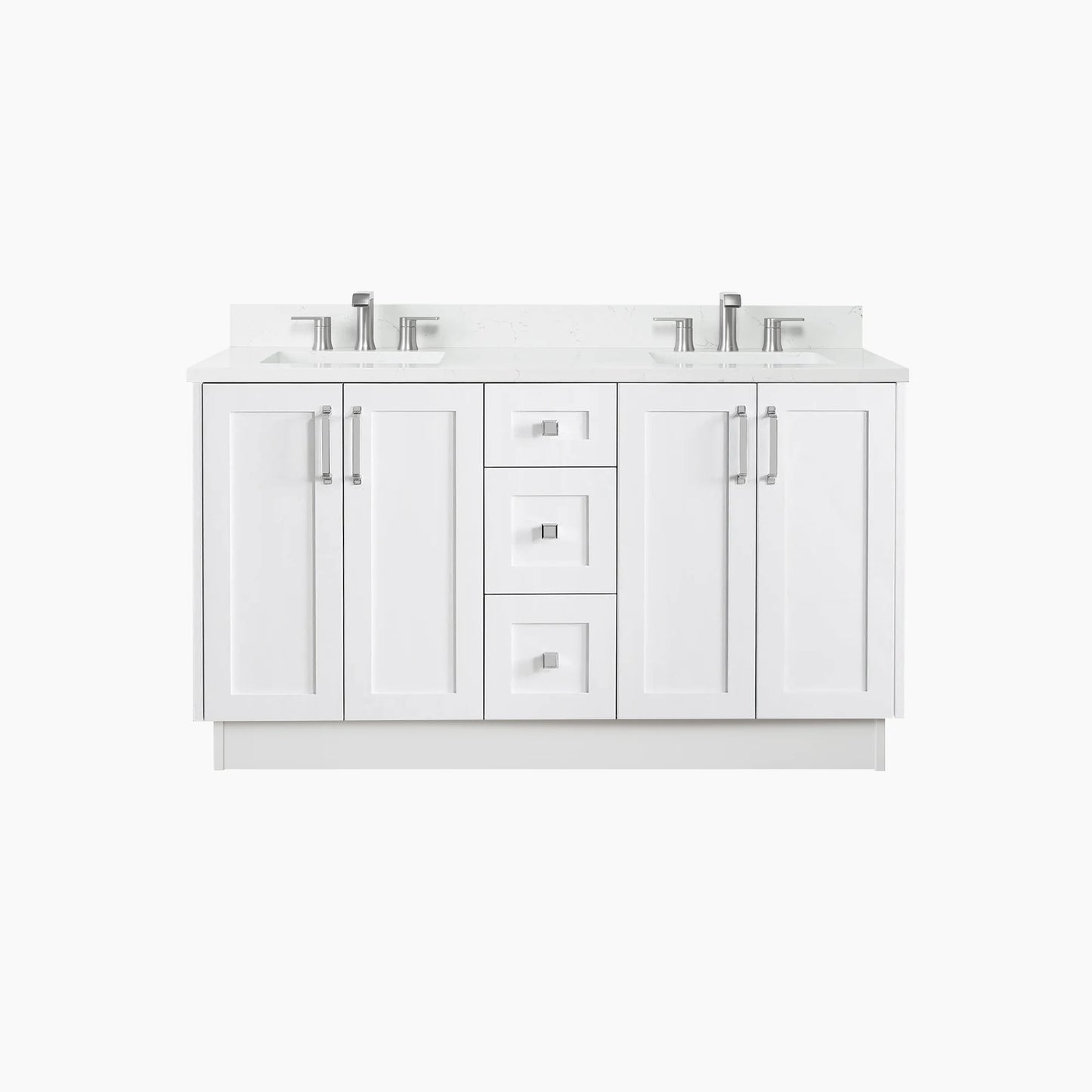 
                  
                    Bridgeport 60" Satin White Bathroom Vanity, Double Sink
                  
                