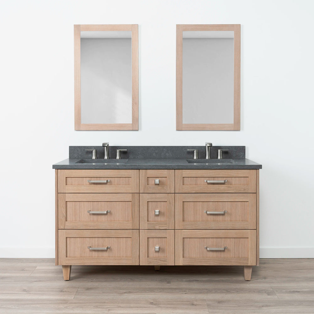 
                  
                    Bridgeport 60" White Oak Bathroom Vanity, Double Sink w/ Drawers
                  
                