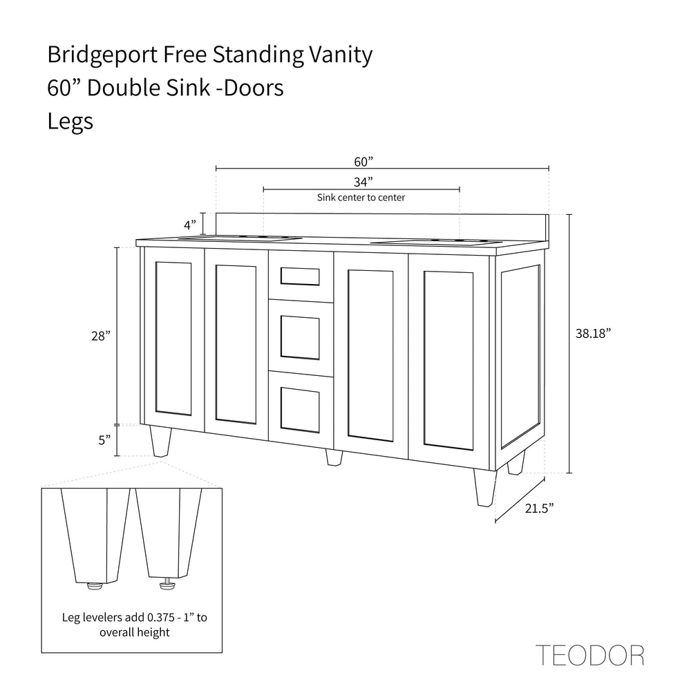 
                  
                    Bridgeport SLIM 60" Almond Coast Bathroom Vanity, Double Sink Teodor Bathroom Vanity Canada
                  
                