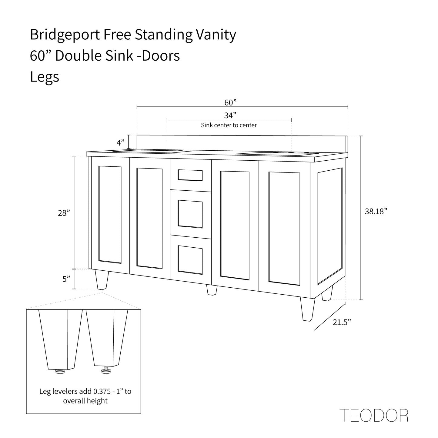 
                  
                    Bridgeport SLIM 60" Almond Coast Bathroom Vanity, Double Sink Teodor Bathroom Vanity Canada
                  
                