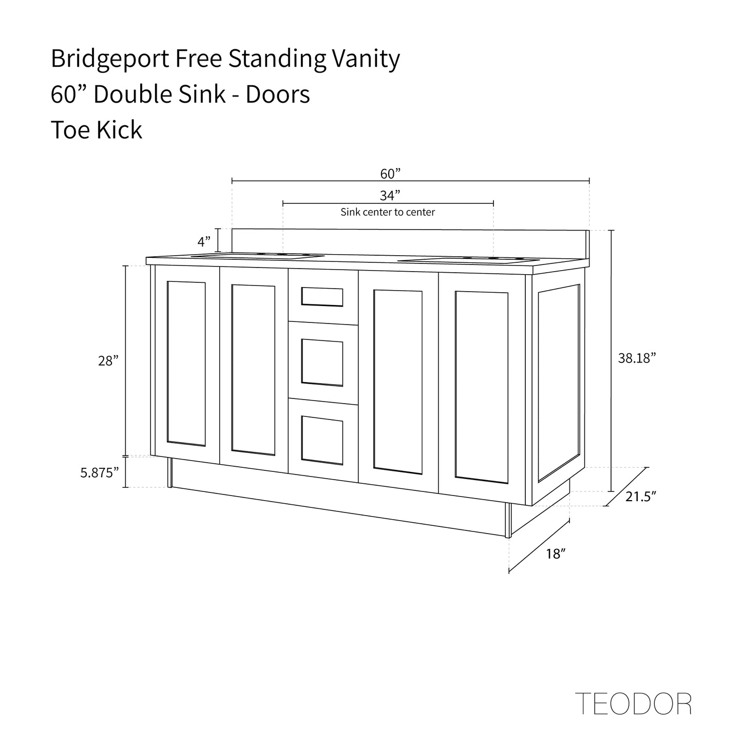 
                  
                    Bridgeport SLIM 60" American Black Walnut Bathroom Vanity, Double Sink Teodor Bathroom Vanity Canada
                  
                