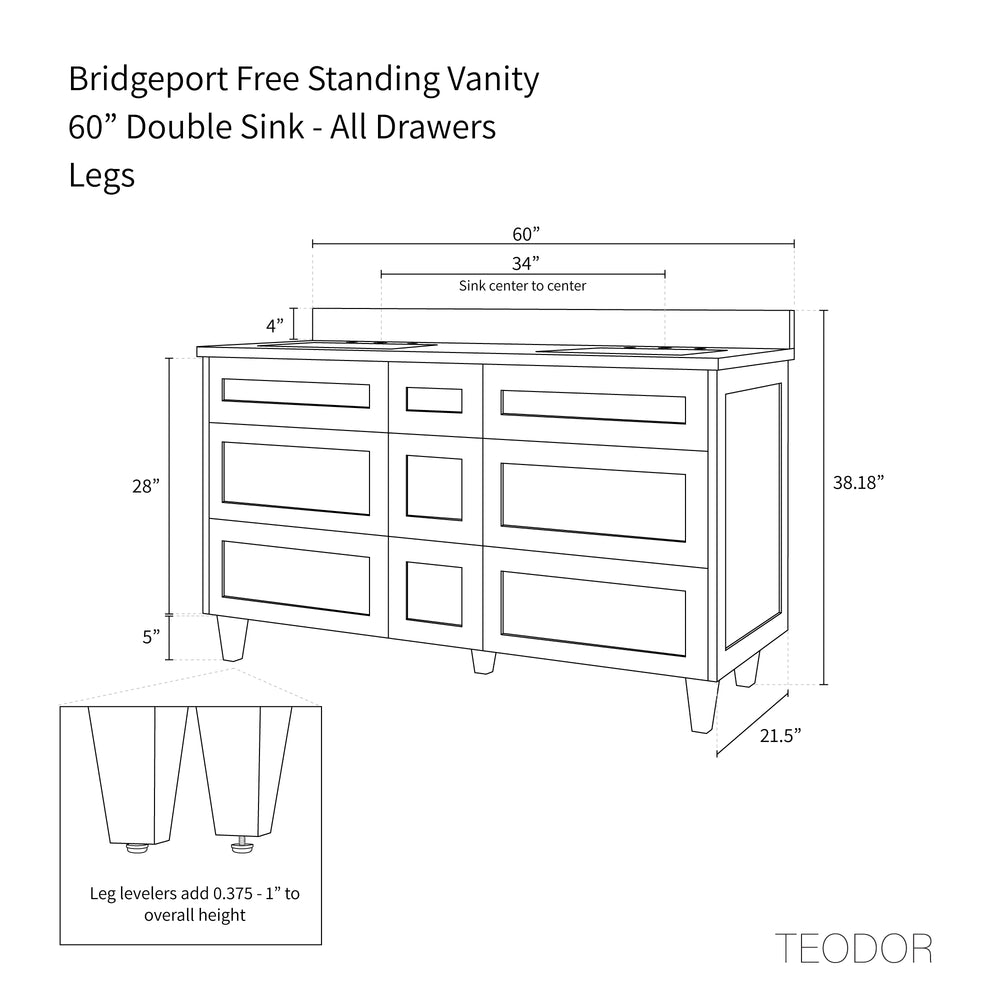 
                  
                    Bridgeport 60" Almond Coast Bathroom Vanity, Double Sink - All Drawers
                  
                