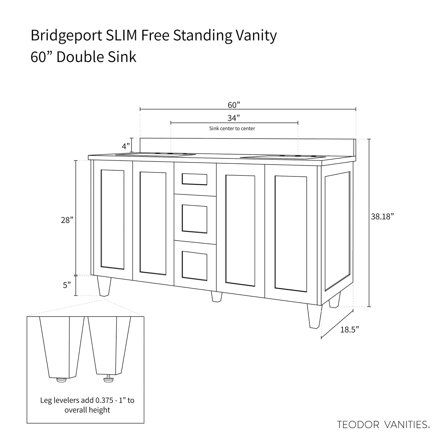 
                  
                    Bridgeport SLIM 60" Almond Coast Bathroom Vanity, Double Sink
                  
                