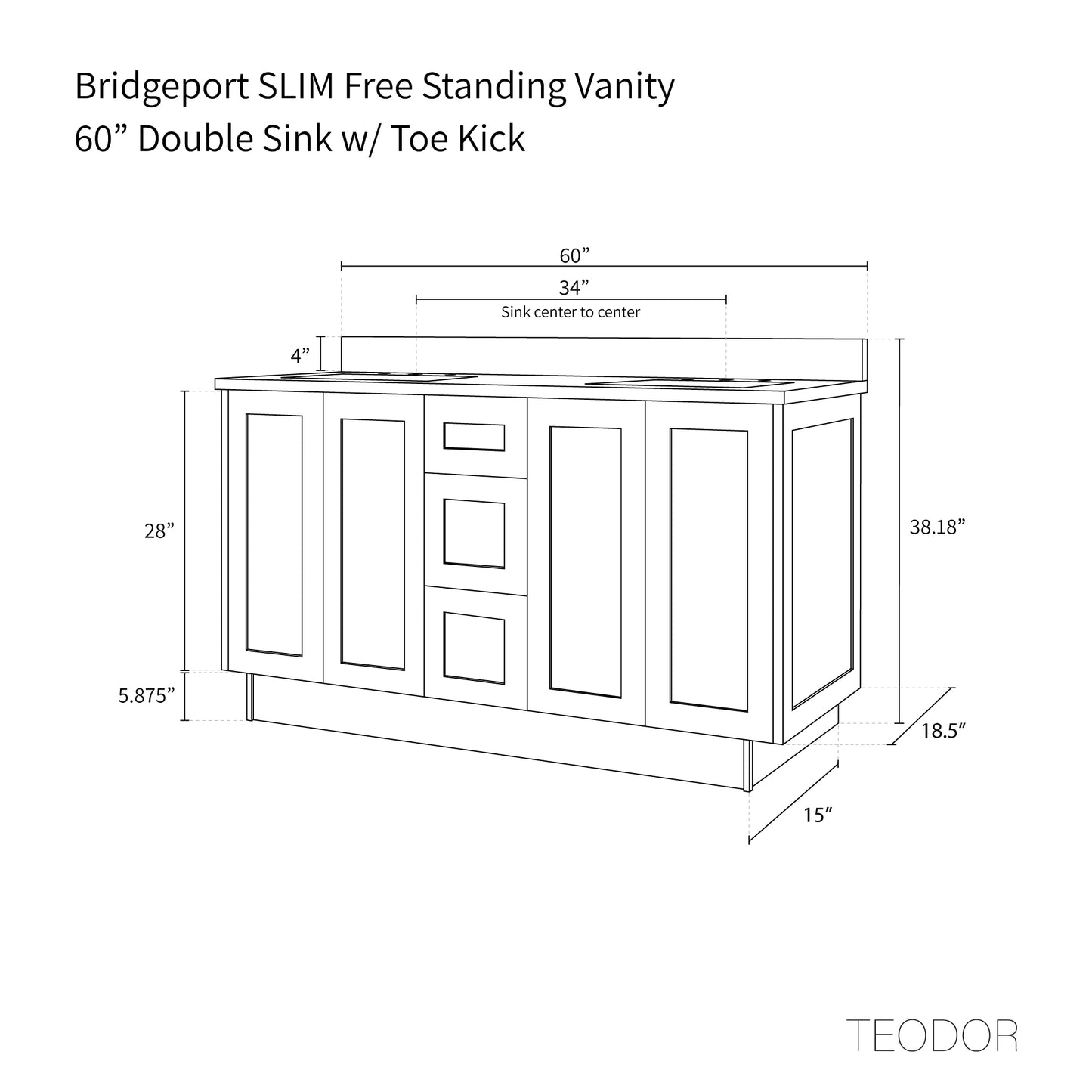 
                  
                    Bridgeport SLIM 60" American Black Walnut Bathroom Vanity, Double Sink
                  
                