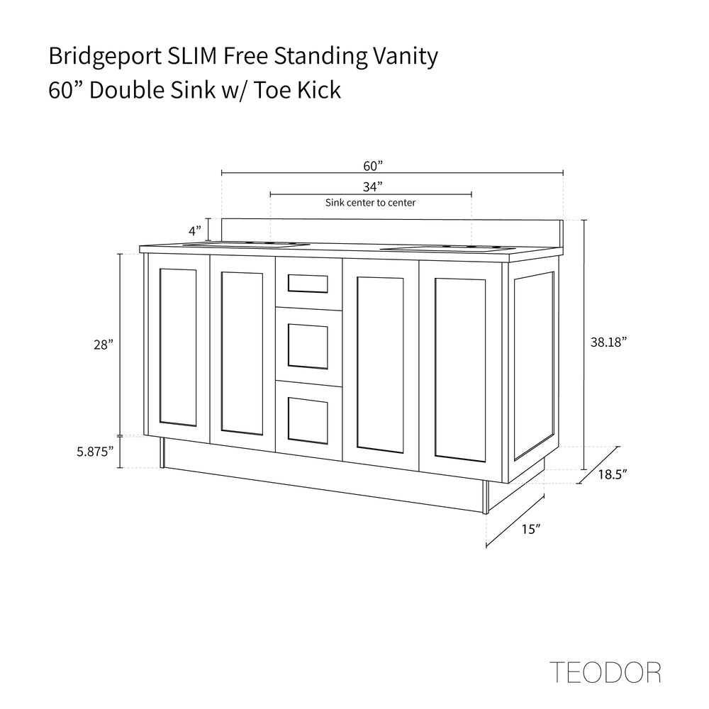 
                  
                    Bridgeport SLIM 60" American Black Walnut Bathroom Vanity, Double Sink
                  
                