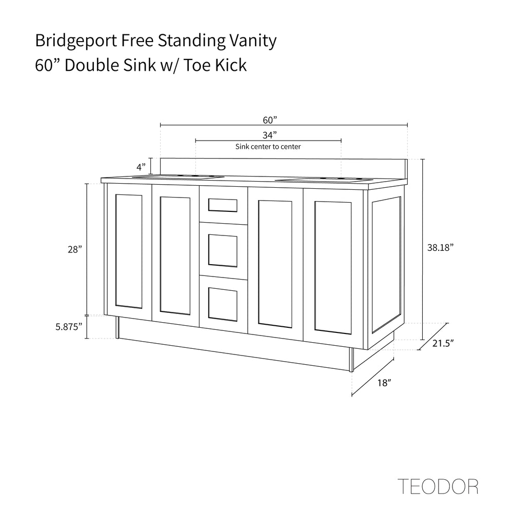 
                  
                    Bridgeport 60" American Black Walnut Bathroom Vanity, Double Sink
                  
                