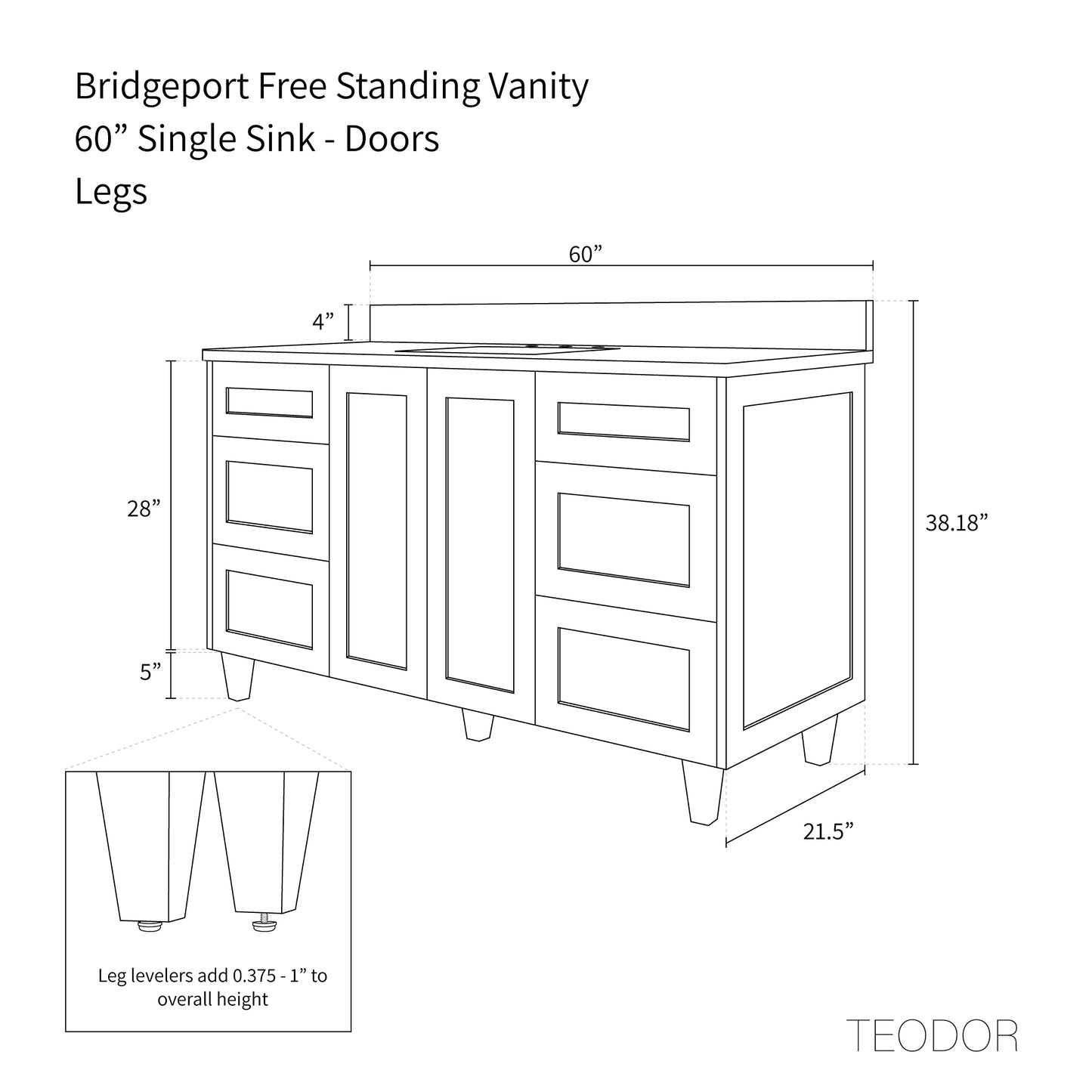 
                  
                    Bridgeport SLIM 60" Almond Coast Bathroom Vanity Teodor Bathroom Vanity Canada
                  
                