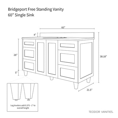 Bridgeport 60", Teodor® White Oak Vanity