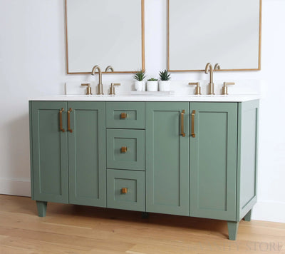Bridgeport 60" Sage Green Bathroom Vanity, Double Sink