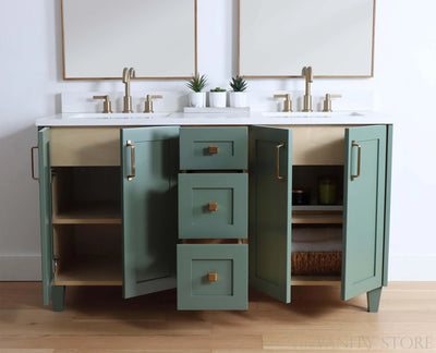 Bridgeport 60", Teodor® Sage Green Vanity, Double Sink