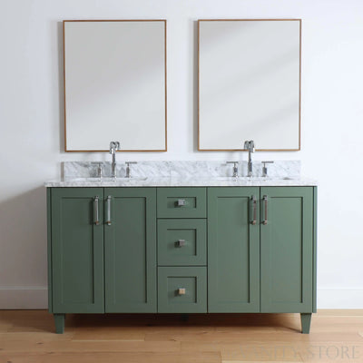 Bridgeport 60" Sage Green Bathroom Vanity, Double Sink