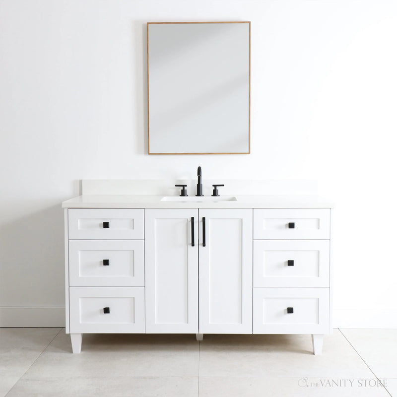 Bridgeport 60" Satin White Bathroom Vanity