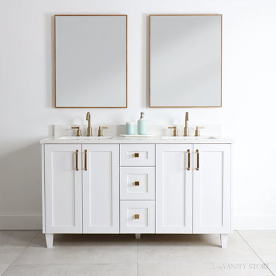 Bridgeport 60", Teodor® Satin White Vanity, Double Sink Teodor