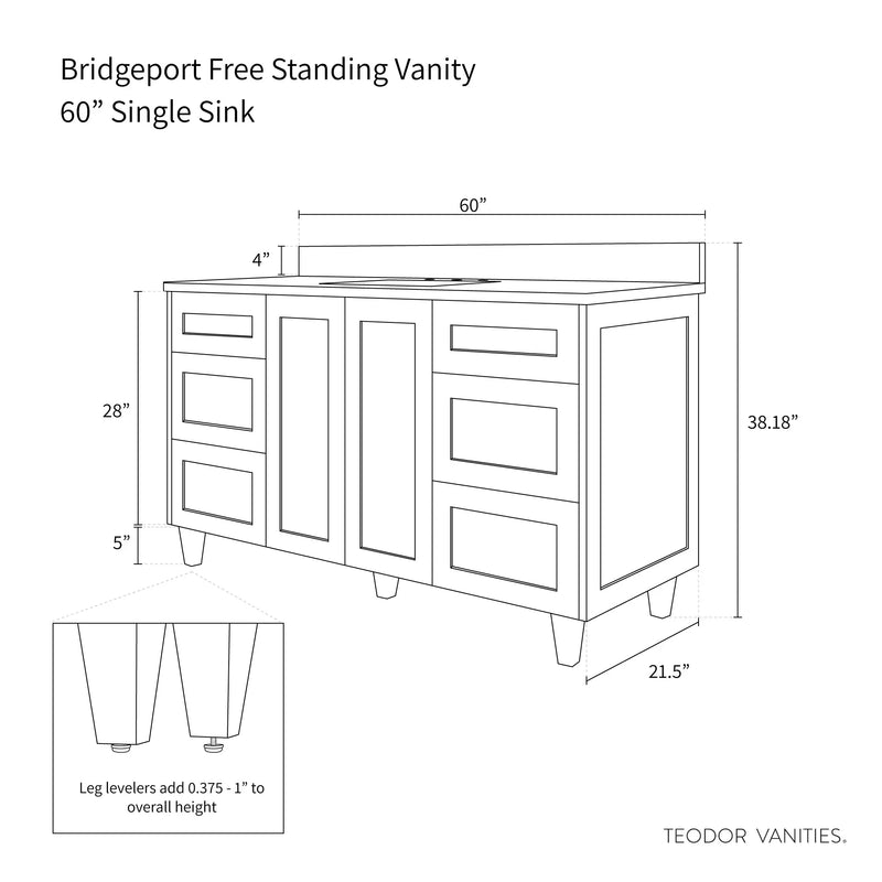 Bridgeport 60", Teodor® White Oak Vanity Teodor Bathroom VanityCanada
