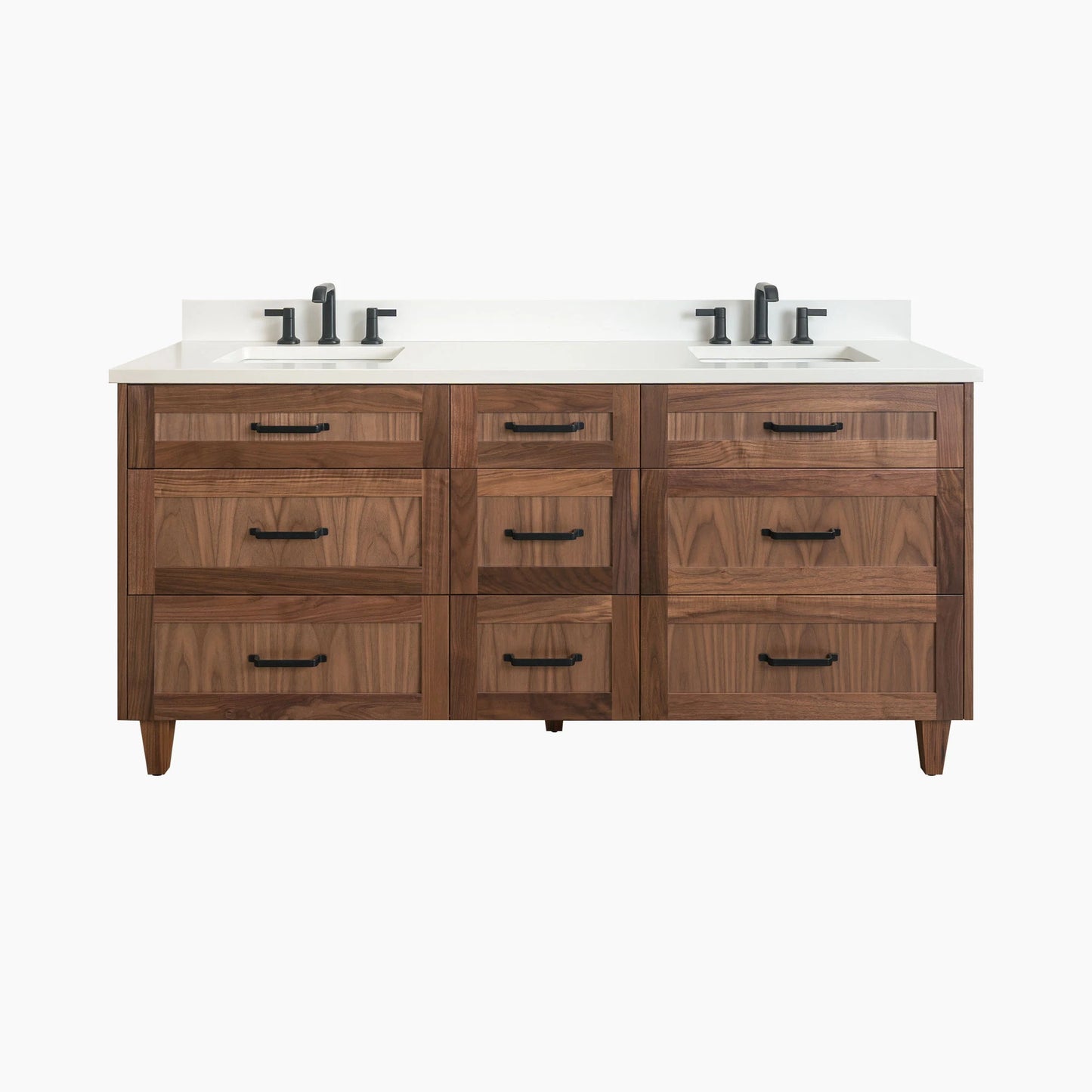 Bridgeport SLIM 72" American Black Walnut Bathroom Vanity, Double Sink - All Drawers Teodor Bathroom Vanity Canada
