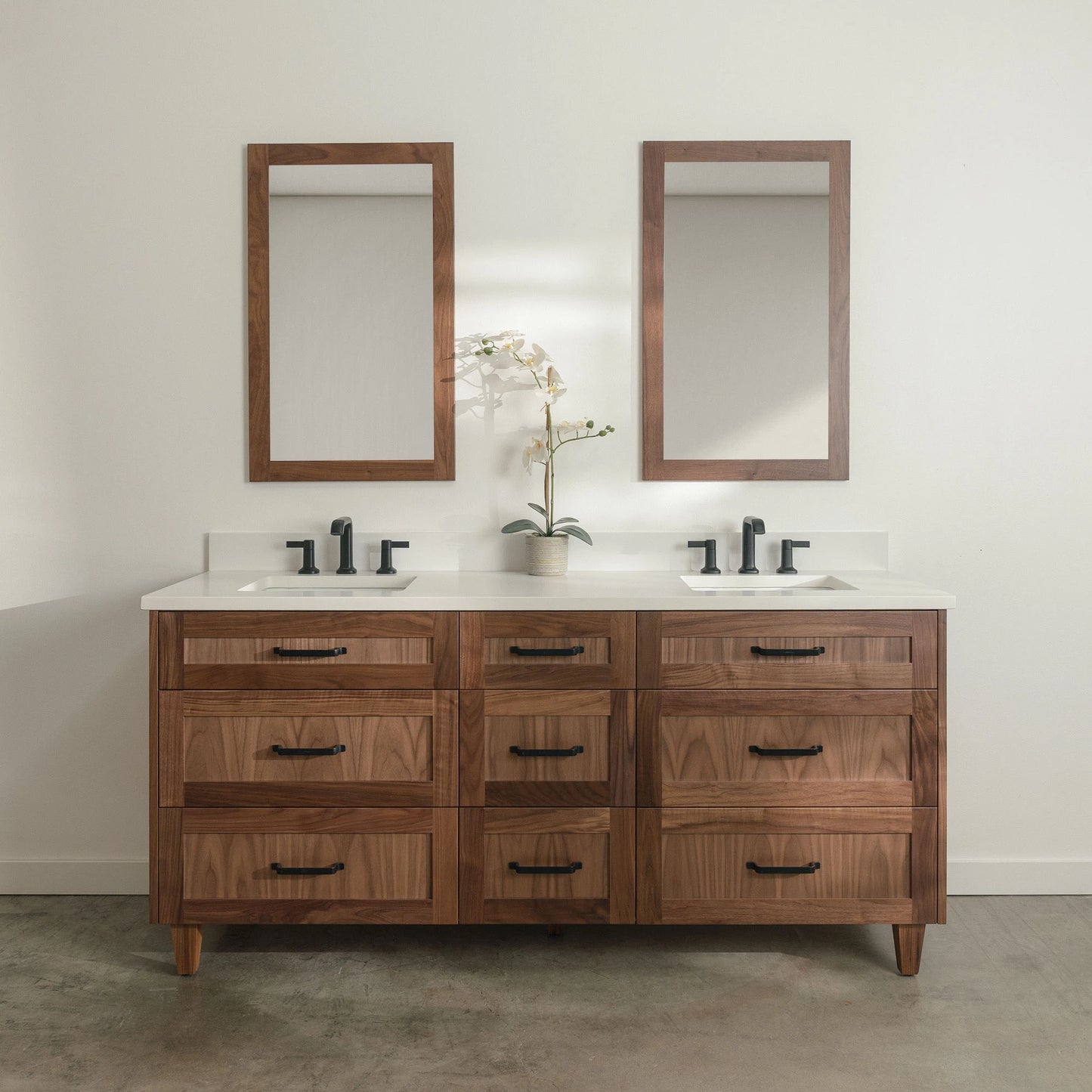 Bridgeport SLIM 72" American Black Walnut Bathroom Vanity, Double Sink - All Drawers Teodor Bathroom Vanity Canada