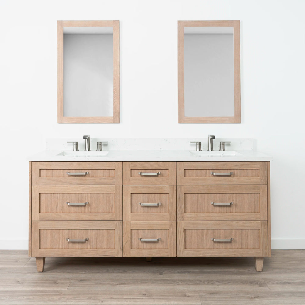 
                  
                    Bridgeport 72" White Oak Bathroom Vanity, Double Sink w/ Drawers
                  
                