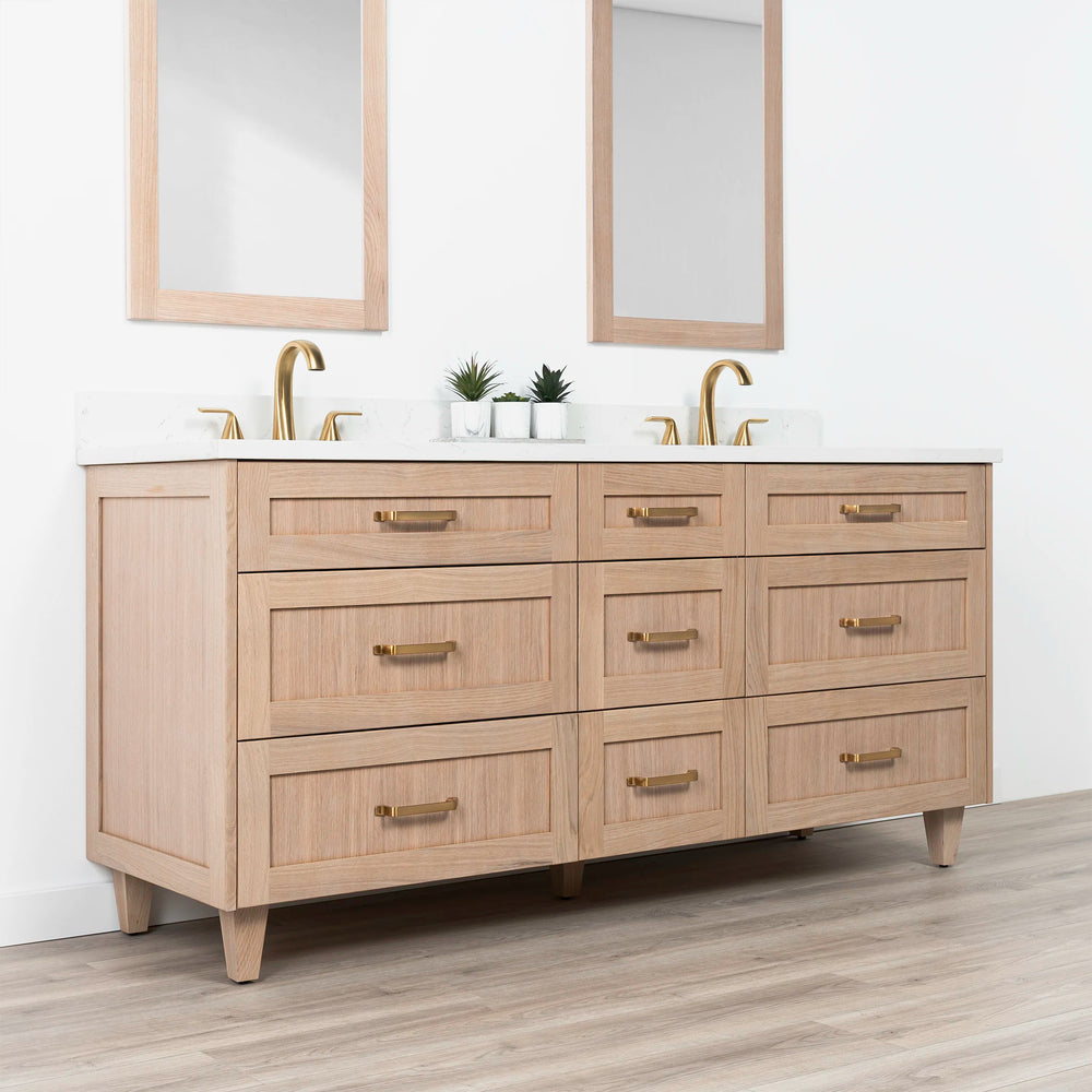 
                  
                    Bridgeport 72" White Oak Bathroom Vanity, Double Sink - All Drawers
                  
                