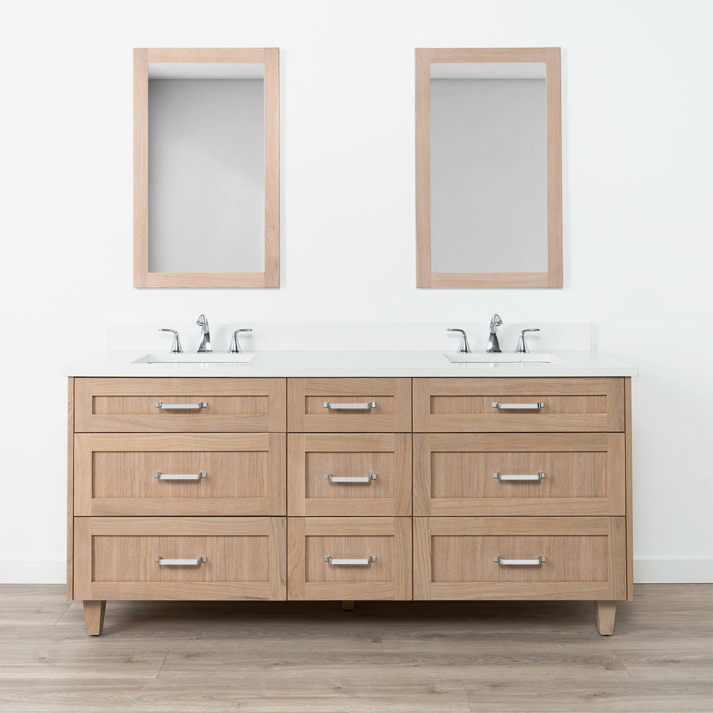 
                  
                    Bridgeport 72" White Oak Bathroom Vanity, Double Sink - All Drawers
                  
                