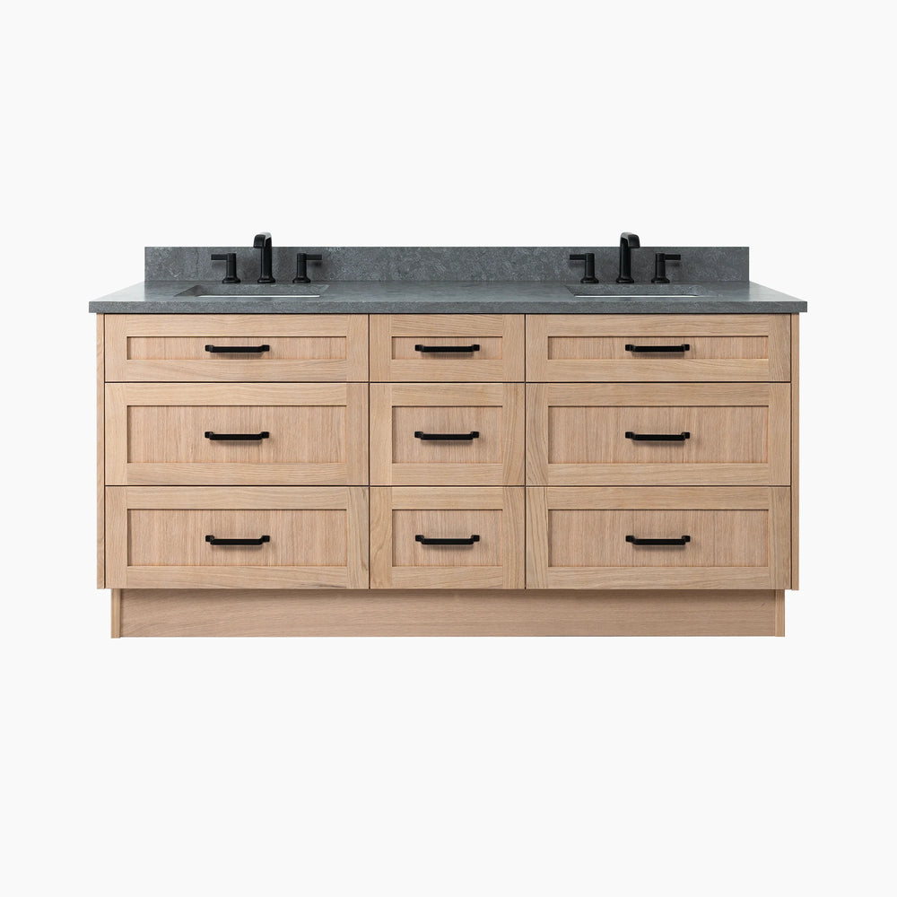 
                  
                    Bridgeport 72" White Oak Bathroom Vanity, Double Sink w/ Drawers
                  
                